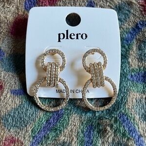 NWOT Gold Double Circle Earrings